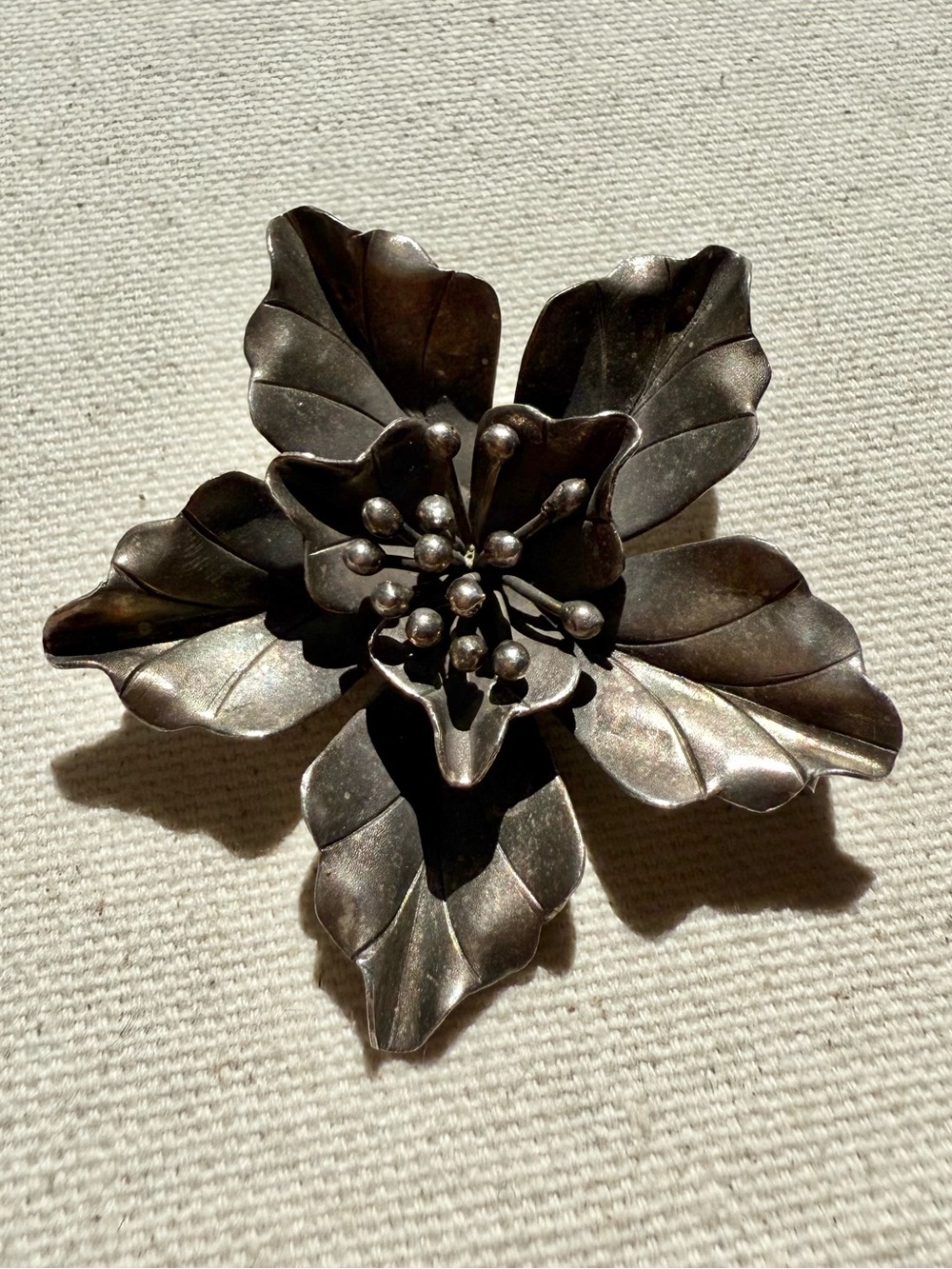 Vintage Sterling Silver Flower Pendant Solid Silver Pendant